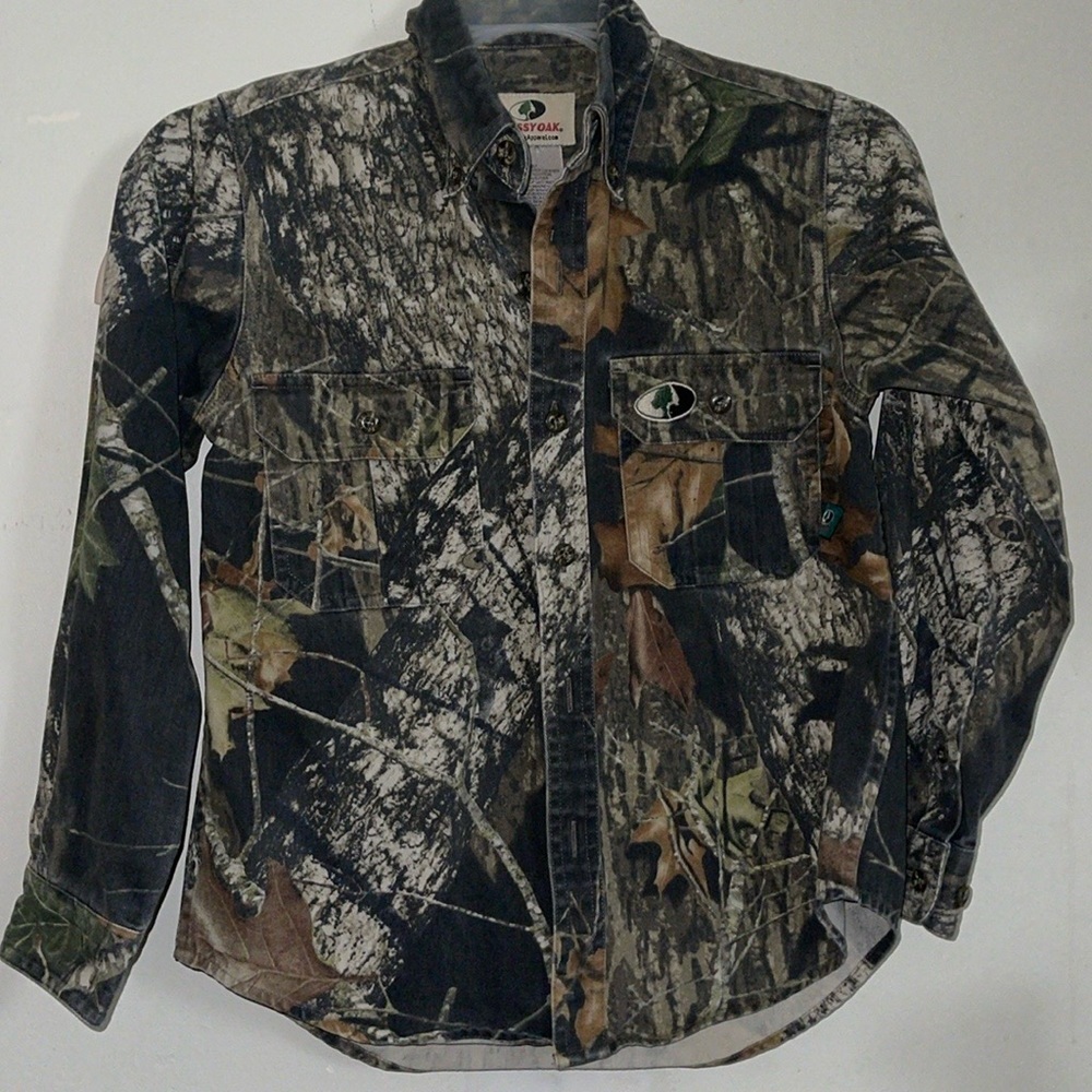Kids Mossy Oak Hunting  Camo Long Sleeve Button Shirt